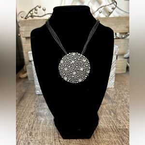 Elegant Black and Silver Statement Necklace